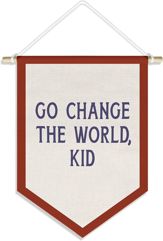 Vintage Motivational Kids Room Playroom Decor Banner, Inspirational Wall Art Decor for Nursery Toddler Kids Play Room Classroom Decorations Hanging Pennant Flag, 15x11in