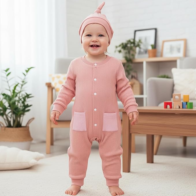 Infant Boys Fall Clothes Newborn Baby Romper Hat Stripe Knit Long Sleeve Bodysuit Jumpsuit Baby Going Home Outfit