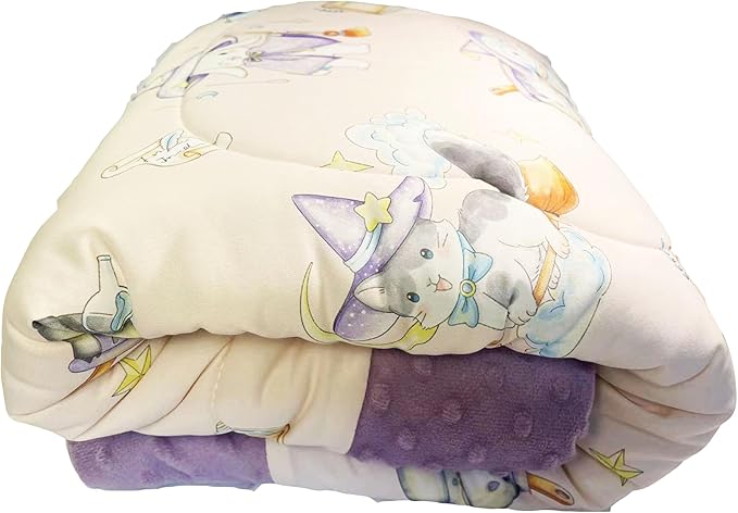 Cuite Pumpkin Baby Toddler Comforter for Crib Bed,Warm Down Alternative Infant Comforter for Mini Crib,Pack n Play,40x 40 Small Quilt for Boys and Girls,Thick Baby Quilted Blanket for Daycare (Purple