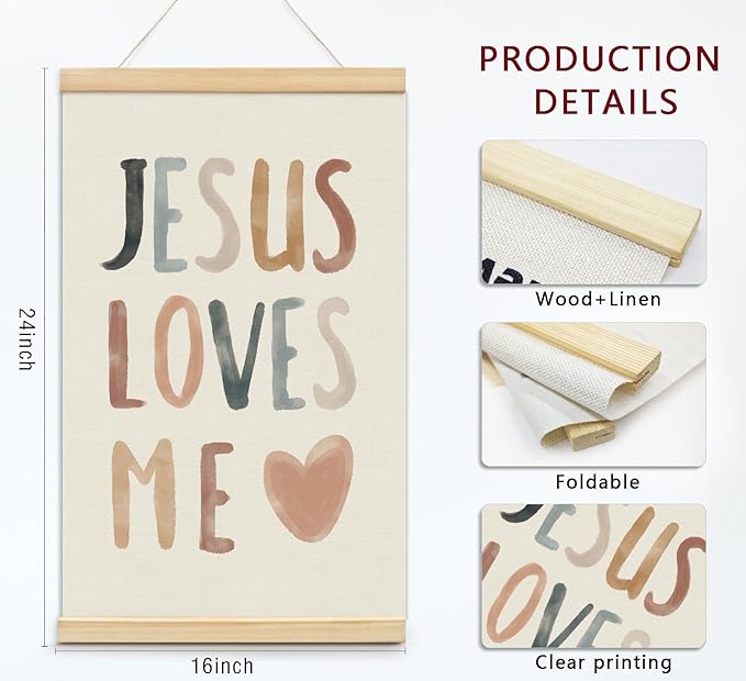 foedor Christian Jesus Decor Wall Art Posters Framed,Bible Verse Child of God Boho Decoration for Nursery Baby Kids Bedroom,Christian Decor for Church Newborn Baby Room Home School 16x24 Inch,Set of 2