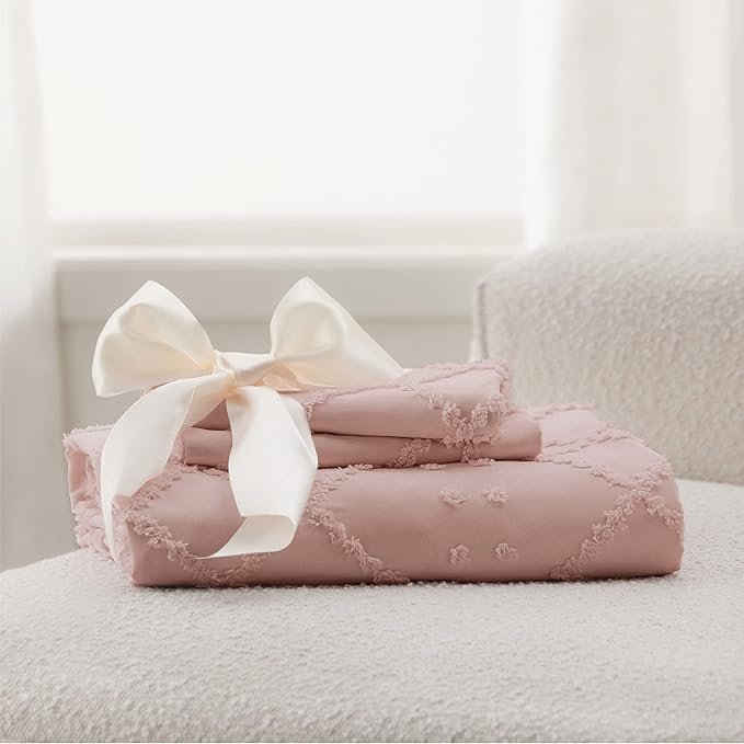 Bedsure Boho Duvet Cover Queen Size - Pink Breathable & Soft Boho Bedding, Machine Washable Comforter Cover for All Seasons, Includes 1 Duvet Cover 90"x90" with 2 Pillow Shams & Zipper Closure
