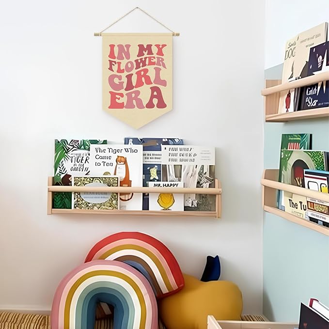 Bridal Wedding Party Banner, In My Flower Girl Era Pennant Flag, Wedding Girl Retro Wavy Groovy Wall Hanging Decor