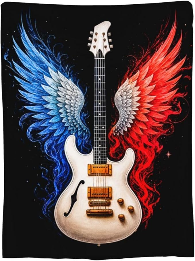 Guitar Blanket Music Throw Blanket Musical Instrument Soft Cozy Fleece Fuzzy Stuffed Plush Flannel Gifts for Girls Women Boys Kids Adults 40''x50''