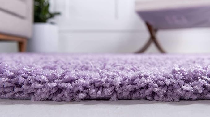Unique Loom Solid Shag Collection Area Rug (5' 1" x 8' Rectangle Lilac)