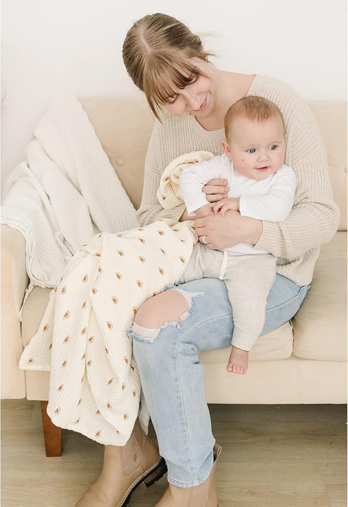 Konssy 3 Pack Muslin Swaddle Blankets for Unisex, Newborn Receiving Blanket, Large 47 x 47 inches, Soft Breathable Muslin Baby Swaddles for Boys & Girls