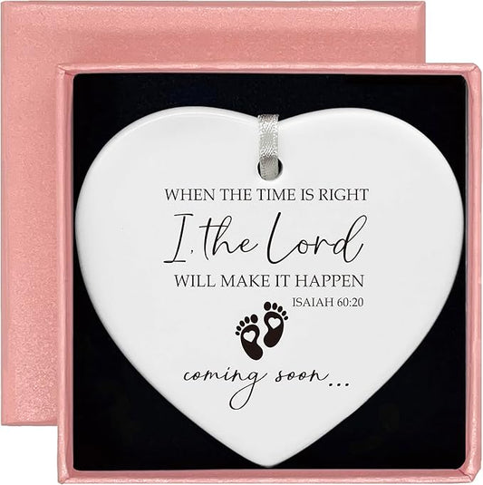 Heart Shaped Christmas Ornament-Pregnancy Announcement Gift-Promoted to New Grandparents Grandma Grandpa or Auntie and Uncle-New Baby Coming Soon-Reveal Present for Family-Keepsake Decor