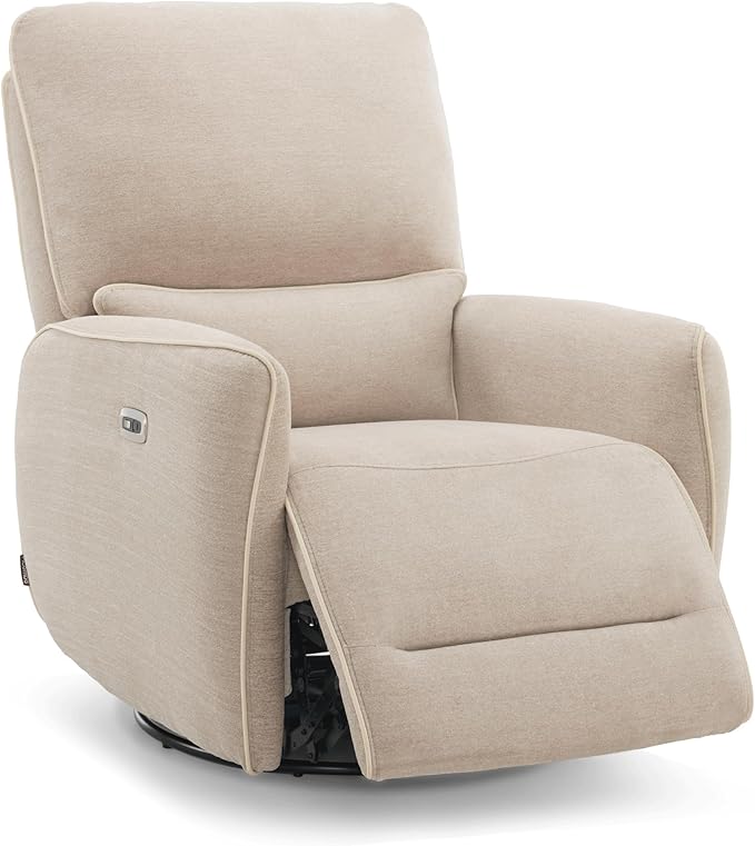 MCombo Swivel Glider Rocker Power Recliner Chair, Electric Swivel Rocker Recliner with USB Charging Ports for Living Room and Nursery, Fabric 6922 (Beige)