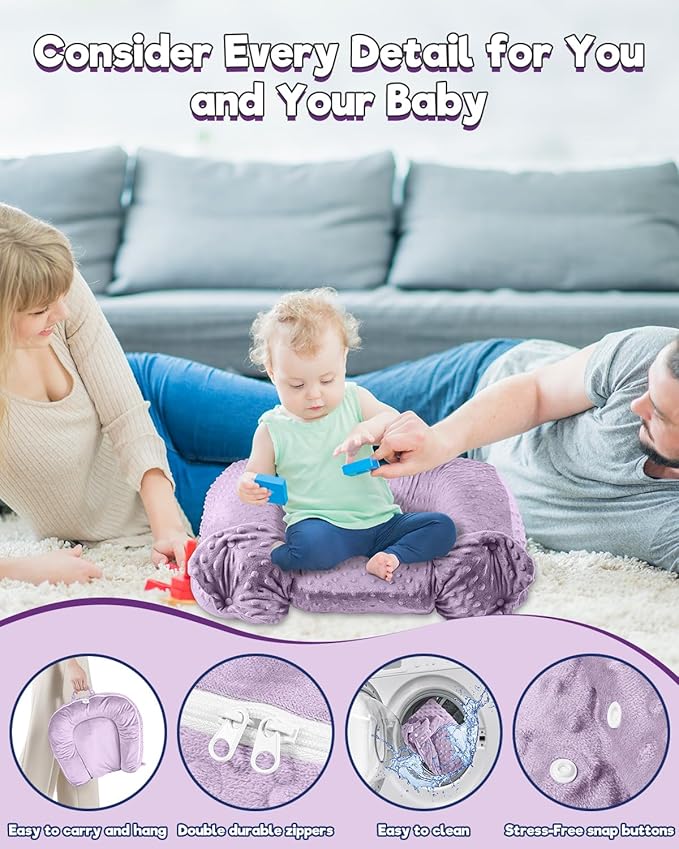 Baby Lounger Pillow : 2-in-1 Infant Lounger for Newborn 0-48 Months, Portable Tummy Time Mat for Home and Travel, Breathable & Soft Baby Seat for Baby, Babies Essentials Gifts