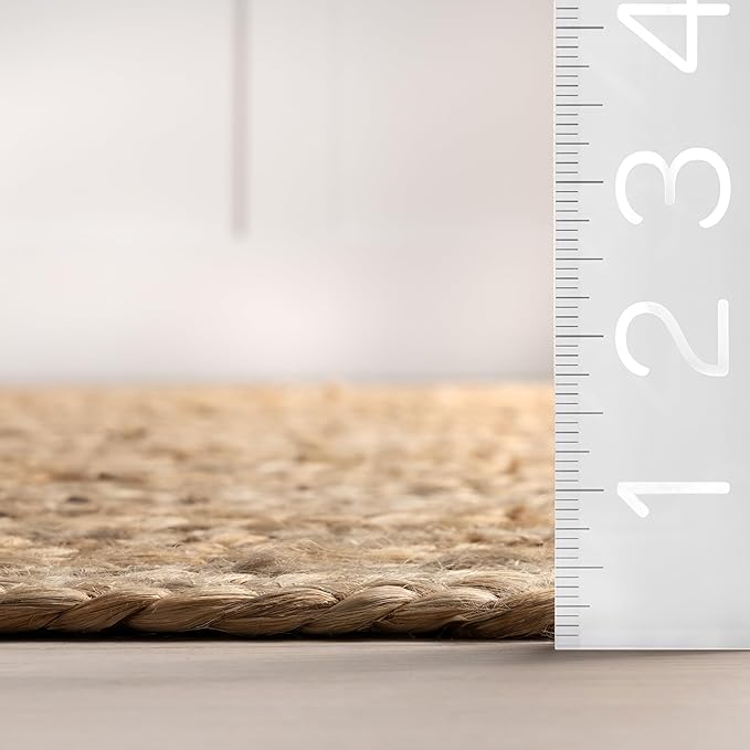nuLOOM Oval 5x8 Rigo Jute Hand Woven Area Rug, Natural, Solid Farmhouse Design, Natural Fiber, For Bedroom, Living Room, Dining Room, Hallway, Office, Kitchen, Entryway