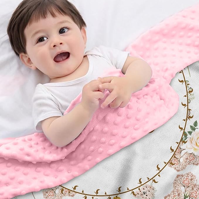 Personalized Baby Blankets for Girls, Custom Name Baby Blanket with Pink Flowers Design, Soft Receiving Blanket for Newborns and Toddlers, Ideal for Baby Showers and Nursery Decor