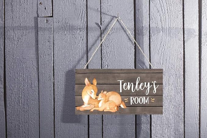 Personalized Kids Bedroom Sika Deer Sign - Custom Baby Name Sign for Nursery or Kids Room Gift