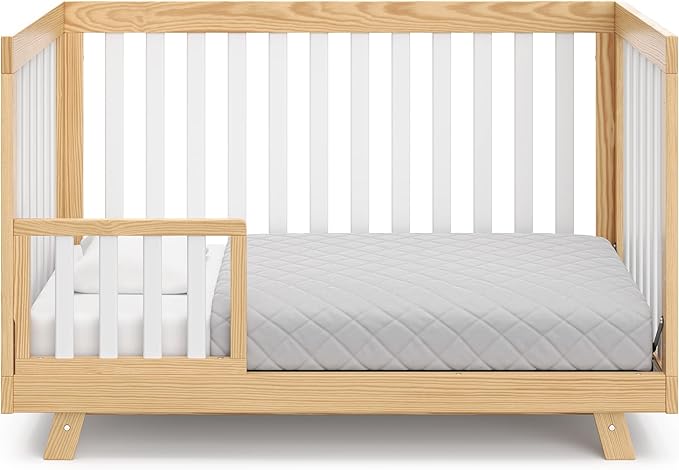Storkcraft Beckett Convertible Crib (Natural with White Slats) – Converts from Baby Crib to Toddler Bed and Daybed, Fits Standard Full-Size Crib Mattress, Adjustable Mattress Support Base
