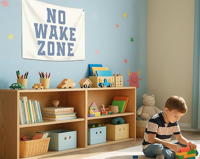 Personalized Surf Rectangular Banner Flag Wall Decor Gift for Baby Boy Girl Kids,Nursery Above Crib Bedroom Playroom Decor Decor-No Wake Zone-Baby Present Shower,Birthday Christmas Gift