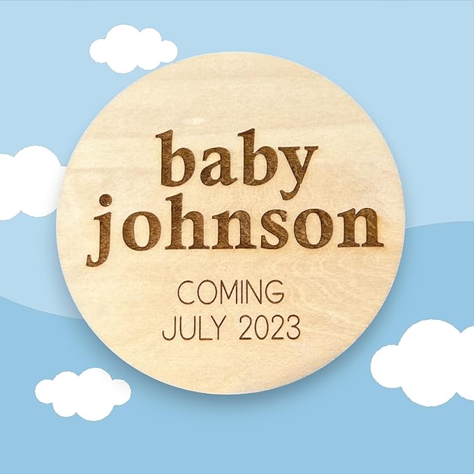 Baby Coming Soon Announcement Personalized Sign with date, Pregnancy Announcement plaque, maternity photo prop, Baby Announcement Sign (Engraved)