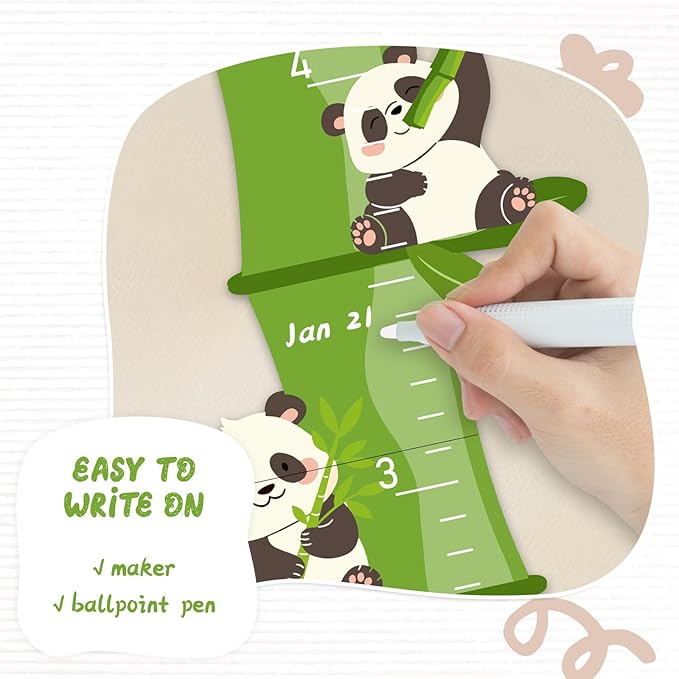 Personalized Bamboo Panda Wooden Height Chart for Kids – Custom Name Growth Chart for Baby Boy Girl, Height Measurement Ruler for Nursery or Playroom Decor