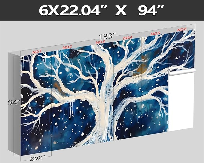 XMPMBM-Graffiti Art backsplash Large Decorative Wallpaper Watercolor Tree Bedroom Bathroom Nursery Room Wall Mural- W 132" X H 92"（93 Square Foot）