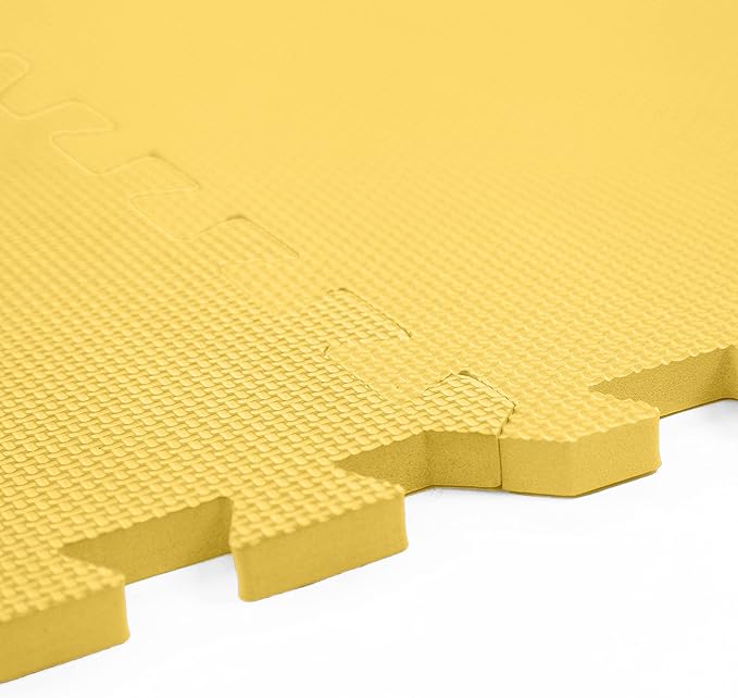 FlooringInc's 1/2" Soft Non-Toxic Baby Play Mat, Toddler Playmat, Colorful Puzzle PlayMat, Floor Mats for Kids & Babies, EVA Foam Interlocking Tiles for Nursery & Playroom | Yellow, 12 Tiles, 48 Sq/Ft