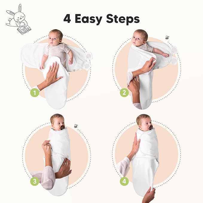 KeaBabies 3-Pack Organic Baby Swaddle Sleep Sacks - Swaddles for Newborns, Infant 3-6 Months, Baby Girls, Boys, Soft & Snug Newborn Sleep Sack, Nursery Swaddling Blankets (Cloud, L)