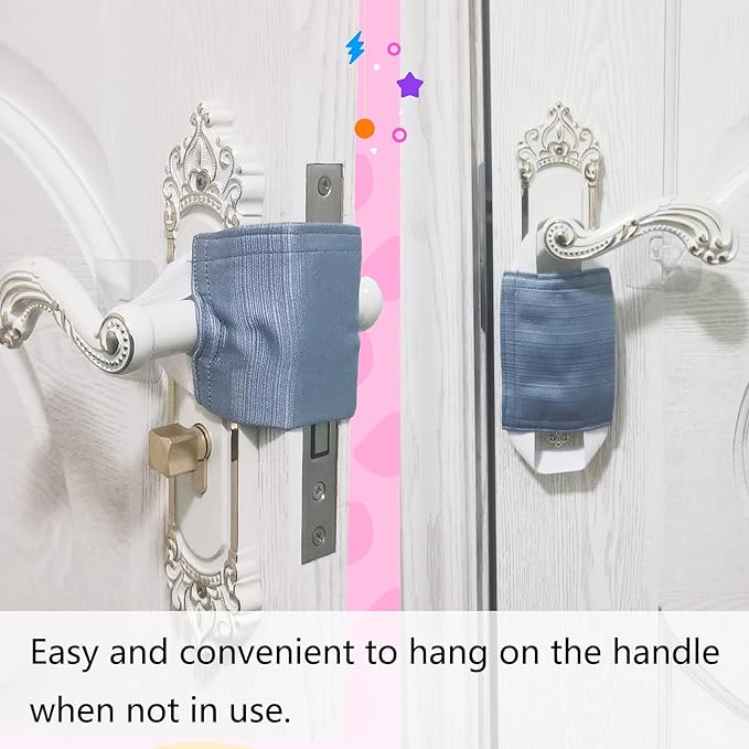 Door Silencer Cloth Latch Covers, Baby Door Cover Quiet Close Pads to Reduce Slamming Noise, Door Latch Cushion Pads to Prevent Door Slamming for Safety (3, Grayish Blue, 4.1 * 3.1 inches)