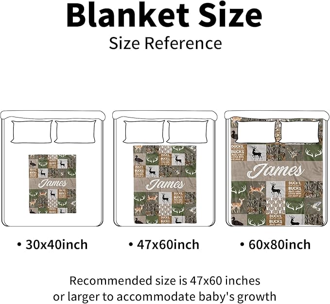 Personalized Baby Blankets for Boys Girls, Custom Name Multi-Grid Deer Baby Blanket, Soft Receiving Blanket for Newborns and Toddlers, Ideal for Baby Showers and Nursery Decor