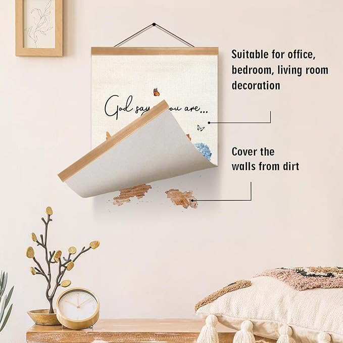 God Says You Are Wall Art Poster,Positive Christian Bible Verse Linen Canvas Hanging Poster,Inspirational Religious Wall Decor for Graduation,Birthday Gift,Bedroom, or Church 12x16 In (God-says)