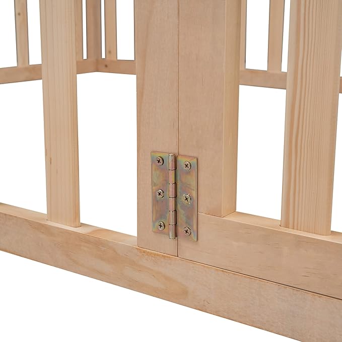 Bellemave Montessori Floor Bed Frame with High Fence and Door, Queen Floor Bed for Kids, Girls & Boys, Easy Assemble Montessori Beds Queen Size, Natural