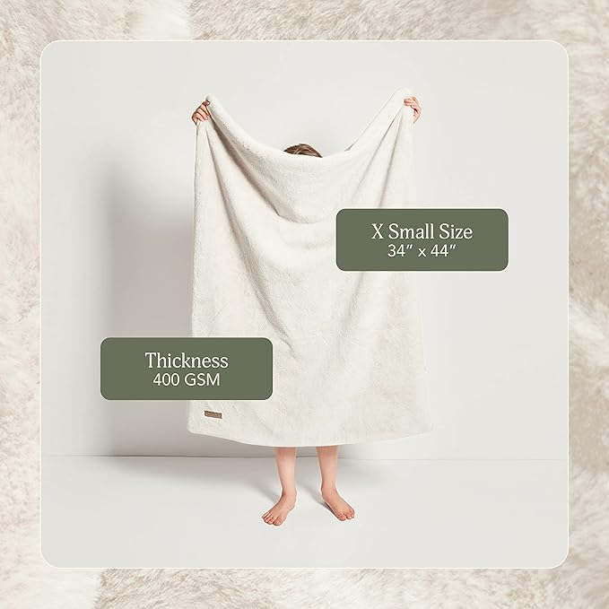 UnHide Lil’ Marsh - Faux Fur Blanket - Durable, Lightweight, Extra Soft Blanket - Machine Washable - Add a Layer of Softness to Any Bed, Couch, or Reading Chair - Snow White, X-Small (34” x 44”)