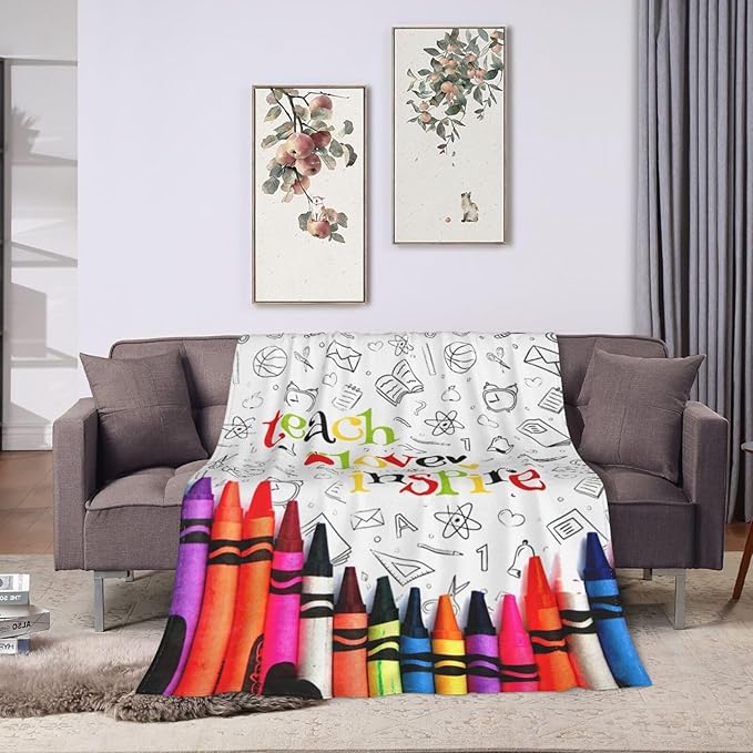 Teacher Blanket Best Teacher Throw Blanket Super Soft Flannel Lightweight Fluffy Plush Cozy Fuzzy Fleece Appreciation Decor Gifts Blanket for Dog Lover Kids Boys Adults Man for Bed Sofa 60"X80"