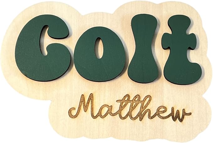 Generic Personalized 3D Newborn Baby Name Announcement, Hospital Photo Prop Plaque, Baby Name Sign - 7 Inch Wooden Sign