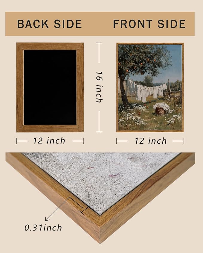 ARPEOTCY Vintage Framed Canvas Wall Art, 12x16inch, Farmhouse Laundry Wall Decor, Country Art Prints Home Decorations, Country Landscape Paintings for Summer Laundry Room Shelf Decor