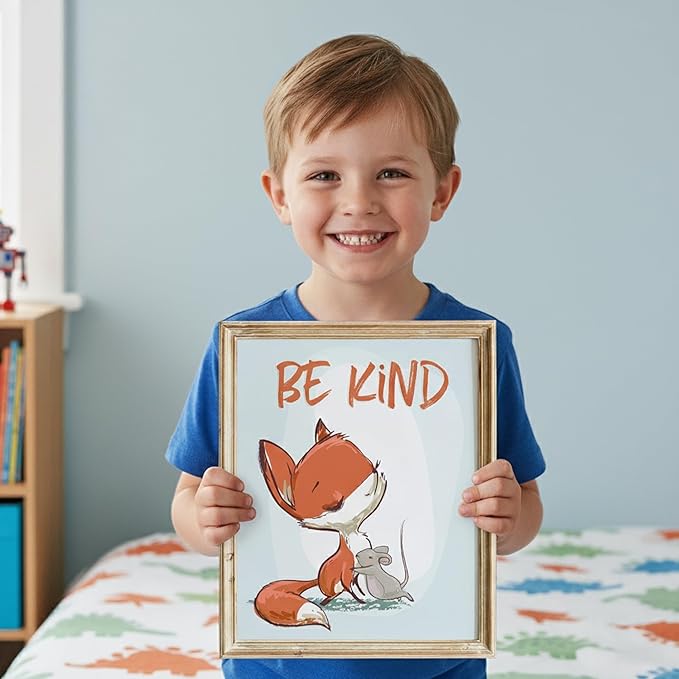 DREAM BIG PRINTABLES Fox Wall Art Prints (Set of 3) - Unframed - 8x10s | Woodland Nursery Decor - Inspirational Quotes for Boys and Girls Room - Be Kind, Be Brave, Be You - Kids Positive Affirmations