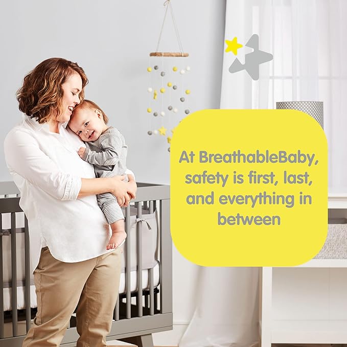 BreathableBaby Breathable Mesh Liner for Full-Size Cribs, Classic 3mm Mesh, Starlight (Size 4FS Covers 3 or 4 Sides)