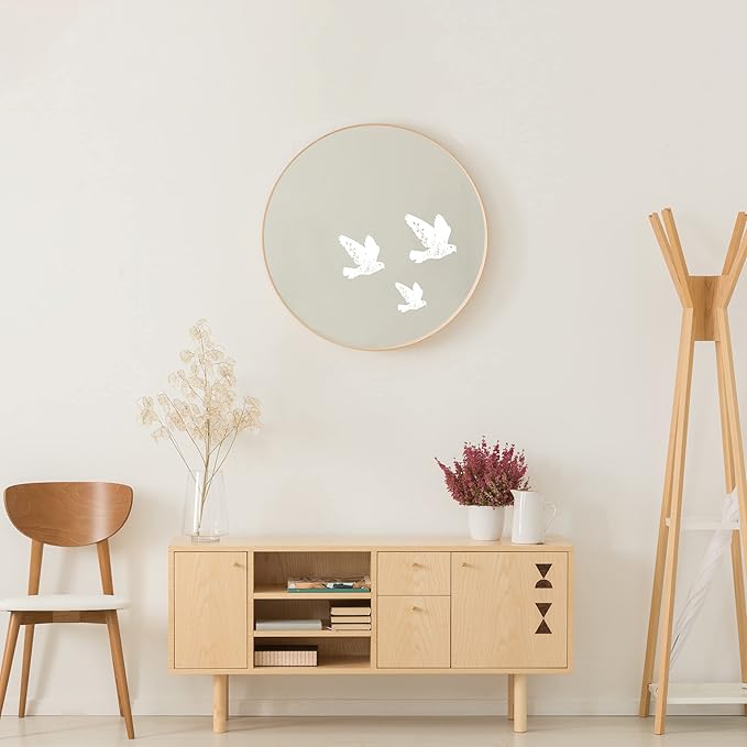 White Floral Bird Mirror Decals - Elegant and Versatile Vinyl Stickers for Mirrors, Walls, Doors, Windows Easy to Apply and Remove Nursery Living Room Laundry Kitchen