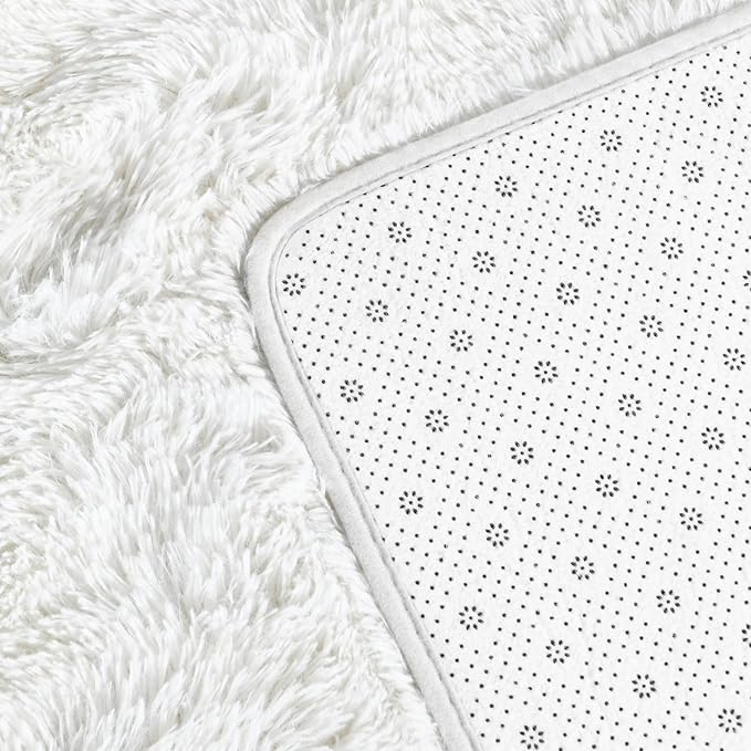 Large Shag Area Rugs 8 x 10, Plush Fuzzy Rugs for Living Room, Ultra Soft Fluffy Furry Rug for Bedroom, Indoor Carpet Nursery Rugs for Kids Room Home Decor, White