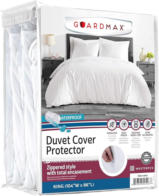 Guardmax Waterproof Duvet Cover - Jersey Fabric with Zipper Closure | Premium Quality, Bed Bug & Allergen Proof King (104 x 86)