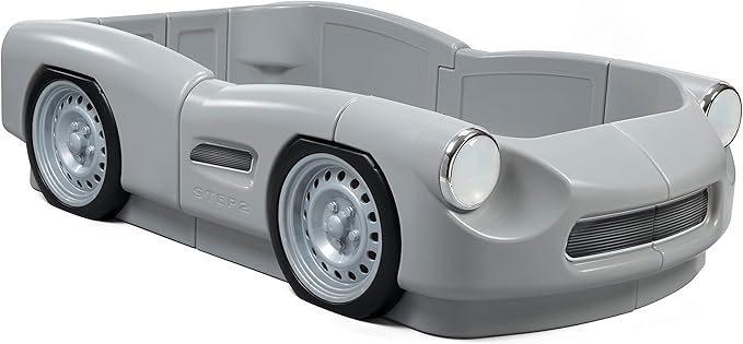 Step2 Roadster Toddler-to-Twin Bed, Transition Race Car Bed for Boys & Girls, Adjustable, Made of Durable Plastic, For Toddlers 3+ Years Old, Gray