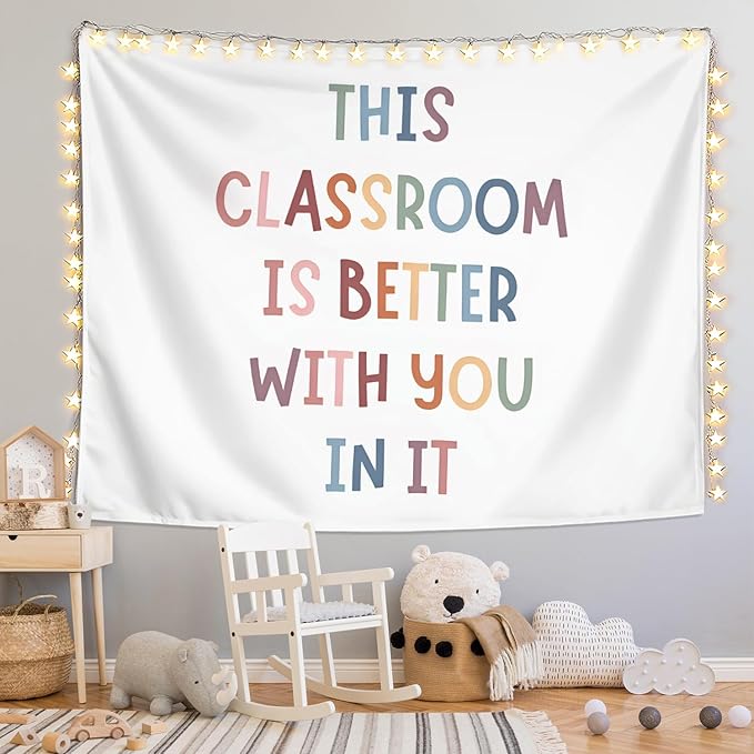 LIANGW Classroom Decor Kids Tapestry, Boho Classroom Decorations, Kids Affirmations Nursery Wall Art, 50x60 inches