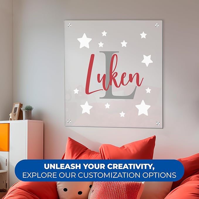 Personalized Name & Initial Acrylic Frame | Bedroom Decor | Wall Decor | Name Wall Decor | Baby Nursery Decor | Wall Name Signs Personalized | Acrylic Sign | Multiple Size and Shapes Options