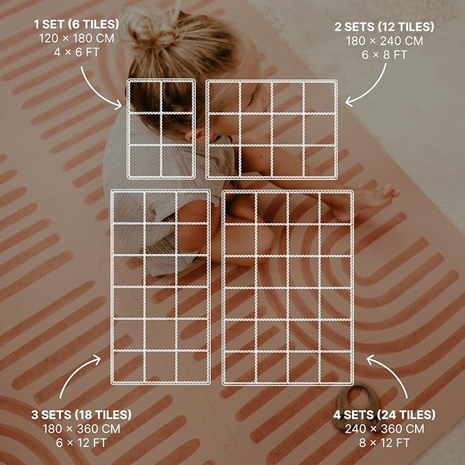 Toddlekind Playmat - Premium Foam Playmat, 4 x 6 feet, 6 Tile Extra Thick Foam Floor Puzzle Mat for Babies/Toddlers Stylish, Non-Toxic, Odorless. Perfect for Tummy Time & Play. 0m+ (Rustic Tan)
