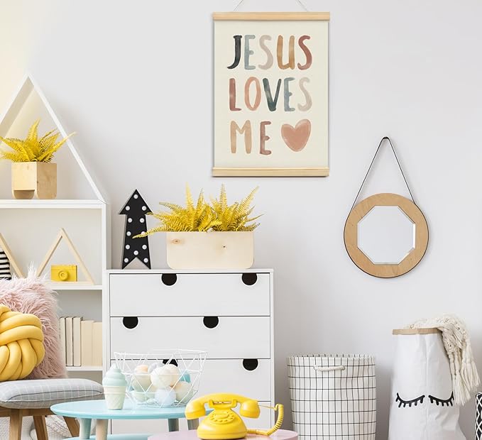 Christian Jesus Nursery Wall Art Decor, Christian Jesus Kids Wall Art Decor, Boho God Decorations For Baby Girls Boys Room Bedroom Bathroom Classroom Church Wood Posters Framed 12X16 In Set Of 2