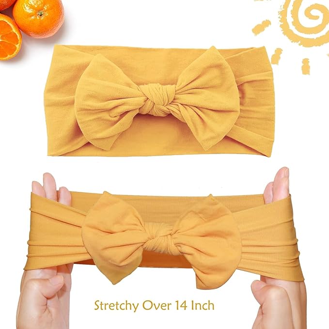 25 Pack Soft Wide Turban Baby Headbands with nylon Hair Bow Headwraps for Baby Girls Infants Newborn Hair Accessories Toddlers Kids and Children