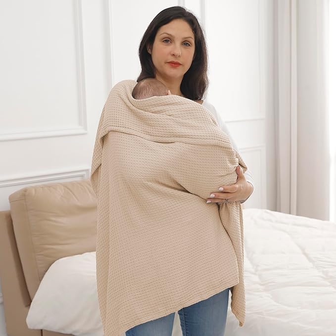 36” X 40” Inches Cooling Baby Waffle Weave Blanket, Ultra-Soft Lightweight Receiving Blanket for Newborn, Breathable Comfortable Baby Swaddle Blanket for Boys and Girls(Oat)