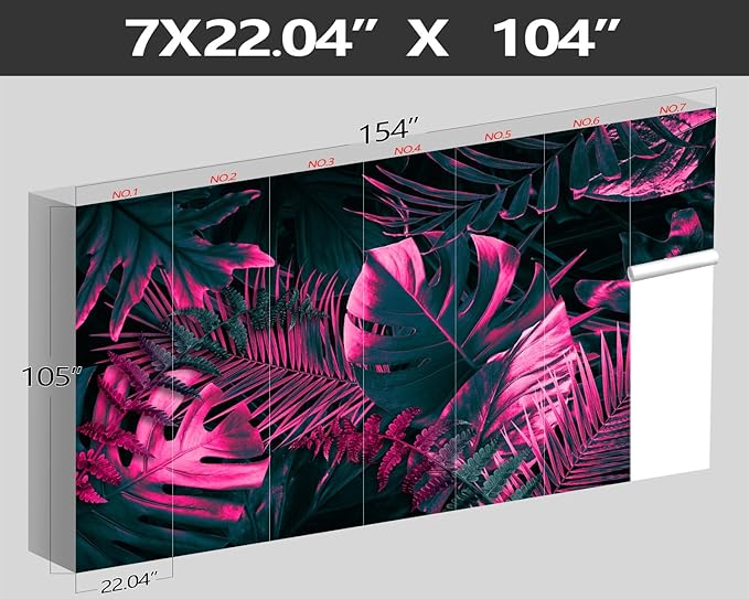 XMPMBM-Tropical Botanical backsplash Large Decorative Wallpaper Plant Leaf Bedroom Bathroom Wall Mural- W 154" X H 105"（112 Square Foot）