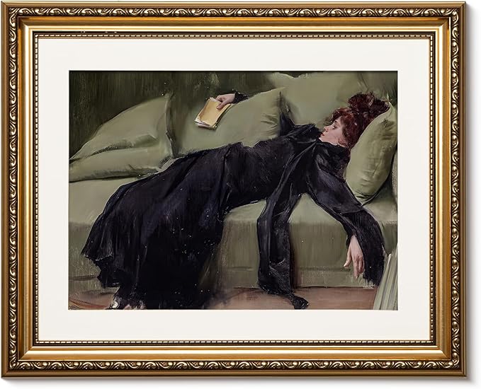 ARPEOTCY Vintage Gold Framed Wall Art, Classical Trendy Woman Gallery Paintings, Canvas Prints Artwork with Antique Frame, Victorian Wall Picture Decor for Room Gallery Living Room, 13x16 inch