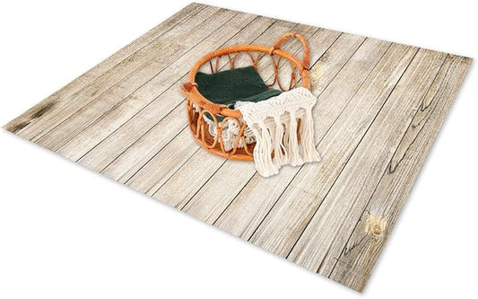 Kate Newborn Photography Props Set&Wood Texture Floor Mat(5x4ft)