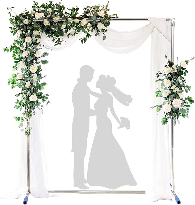 Wedding Arch Backdrop Stand,7x6 FT Metal Arch Backdrop Stand for Ceremony, Stainless Steel Square Backdrop Stand for Parties,Wedding,Birthday,Anniversary,Baby Shower,Garden Decorations