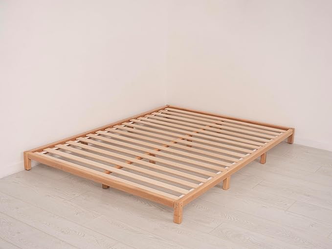 Twin Floor Bed Made in Europe, 7 Colors Universal Toddler or Teen Bed, Water Based Paint Used, Alderwood Japanese Bed Frame, Platform Bed Frame King, Queen, Twin, Full, Minimalistic Tatami Bed Frame