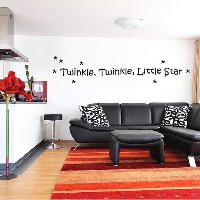 Twinkle, Twinkle, Little Star Wall Decals Stickers, Black, 36"