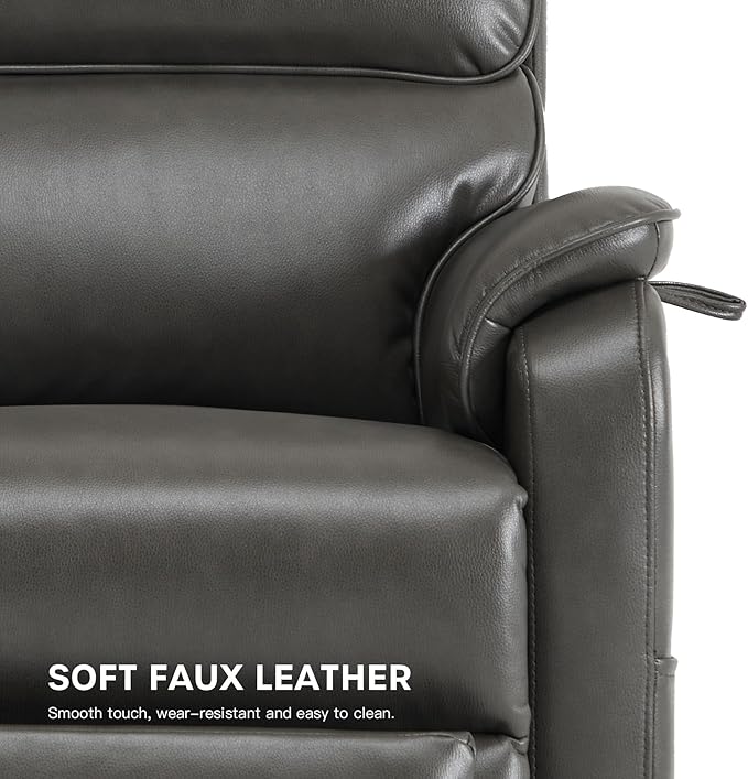 DYNOX 350 LBS Tall Man Power Dual Motor Lift Recliners Chairs for Elderly Lay Flat Lift Chair with Infinite Positions, Heat & Massage, Supports(9198L,Faux Leather,Grey)
