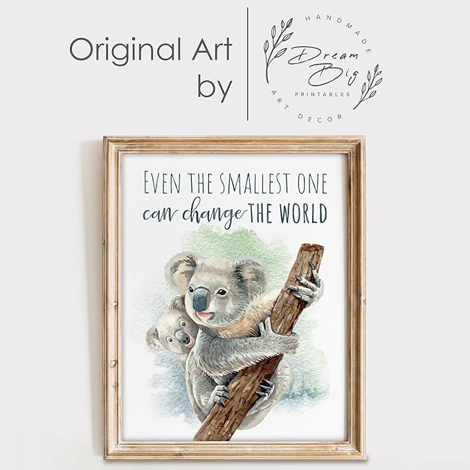 DREAM BIG PRINTABLES Koala Parent and Child Wall Art Print - Unframed - 8x10 | Inspirational Quote - Motivational Wall Art - Nursery Decor for Boys Room or Girls Room | Unisex Newborn Baby Gift